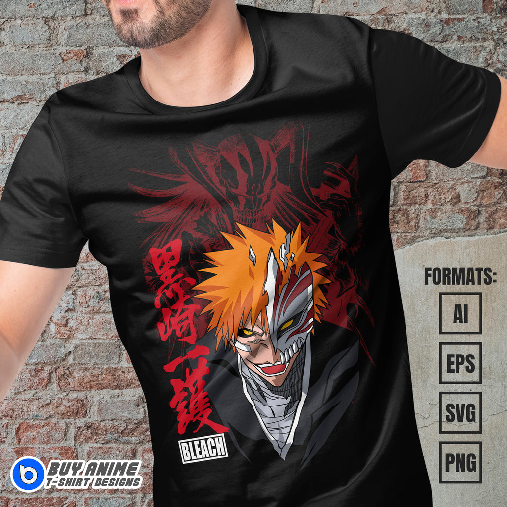 Premium Ichigo Kurosaki Bleach Anime Vector T-shirt Design Template #2