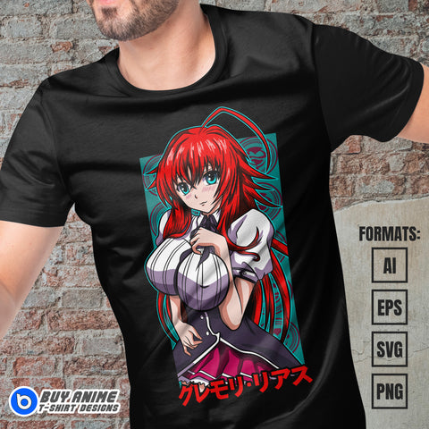 Premium Rias Gremory High School DxD Anime Vector T-shirt Design Template