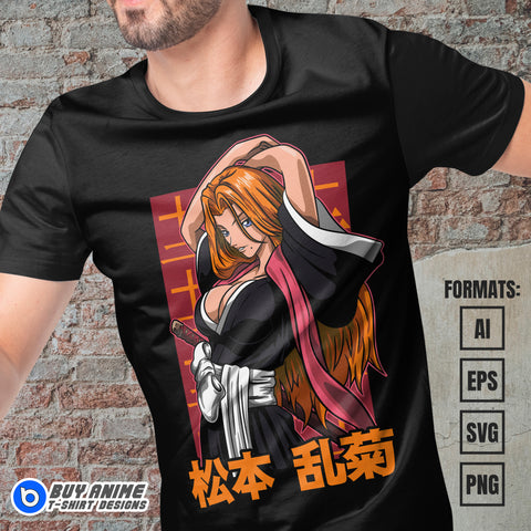 Premium Rangiku Bleach Anime Vector T-shirt Design Template