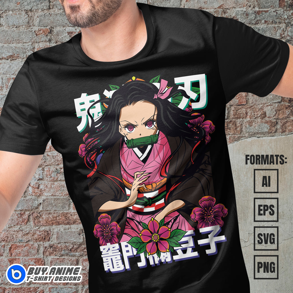 Premium Nezuko Kamado Demon Slayer Anime Vector T-shirt Design Template #7