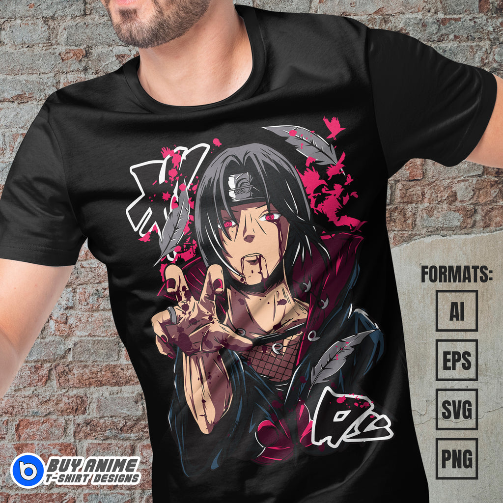 Premium Itachi Uchiha Naruto Anime Vector T-shirt Design Template