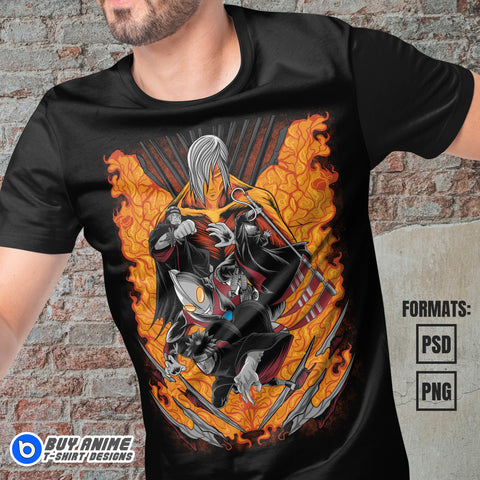 Premium Akatsuki x Ultraman Anime Vector T-shirt Design Template