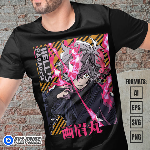 Premium Hell's Paradise Jigokuraku Anime Vector T-shirt Design Template #2