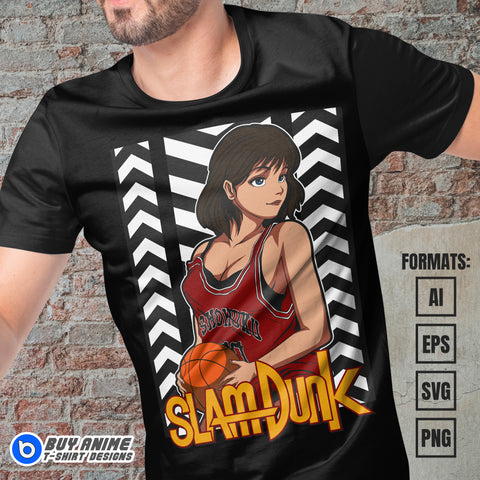Premium Haruko Slam Dunk Anime Vector T-shirt Design Template