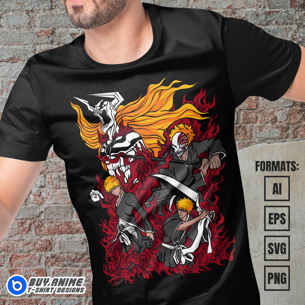 Premium Ichigo Kurosaki Bleach Anime Vector T-shirt Design Template #7