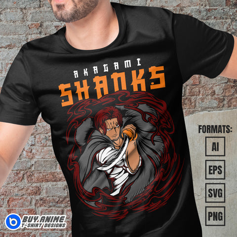 Premium Shanks One Piece Anime Vector T-shirt Design Template #4