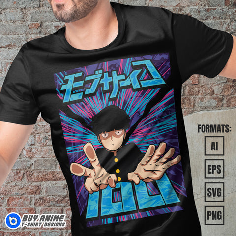 Premium Mob Psycho 100 Anime Vector T-shirt Design Template #3