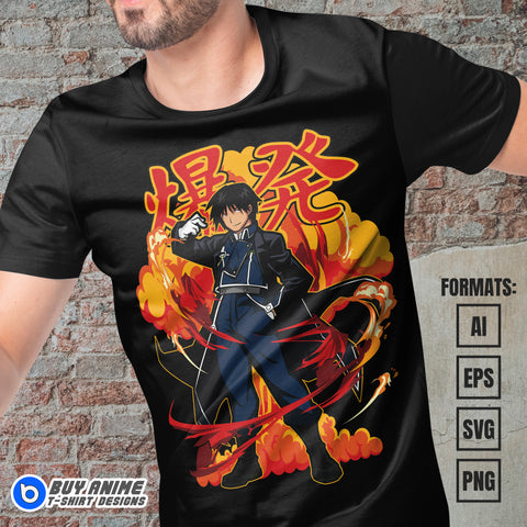 Premium Roy Mustang Fullmetal Alchemist Anime Vector T-shirt Design Template