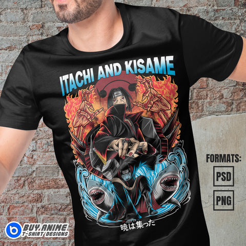 Premium Itachi x Kisame Naruto Anime Vector T-shirt Design Template