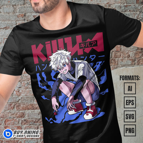 Premium Killua Hunter x Hunter Anime Vector T-shirt Design Template #5