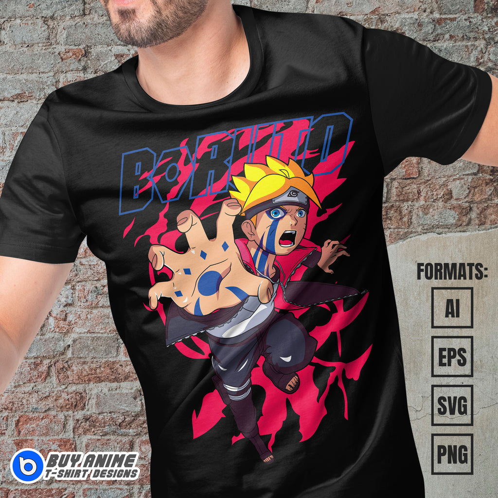 Premium Boruto Anime Vector T-shirt Design Template