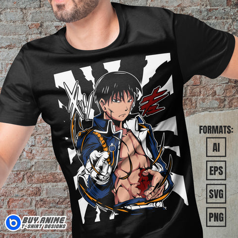 Premium Roy Mustang Fullmetal Alchemist Anime Vector T-shirt Design Template #2