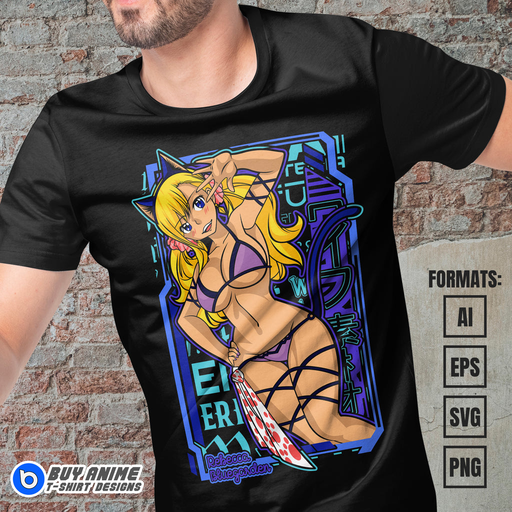 Premium Rebecca Bluegarden Edens Zero Anime Vector T-shirt Design Template