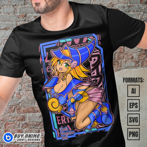Premium Dark Magician Girl Yu Gi Oh Anime Vector T-shirt Design Template