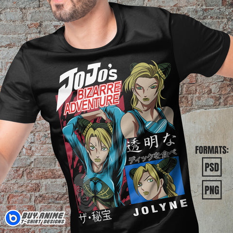 Premium Jolyne Jojos Bizarre Adventure Anime Vector T-shirt Design Template