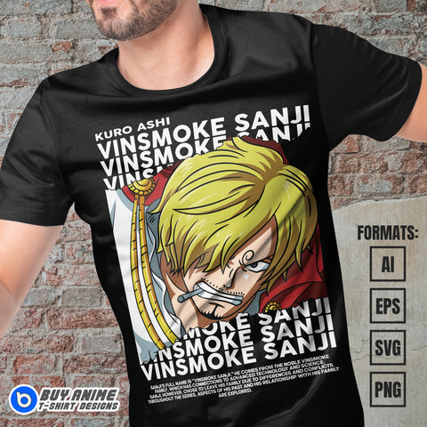 Premium Sanji One Piece Anime Vector T-shirt Design Template #5