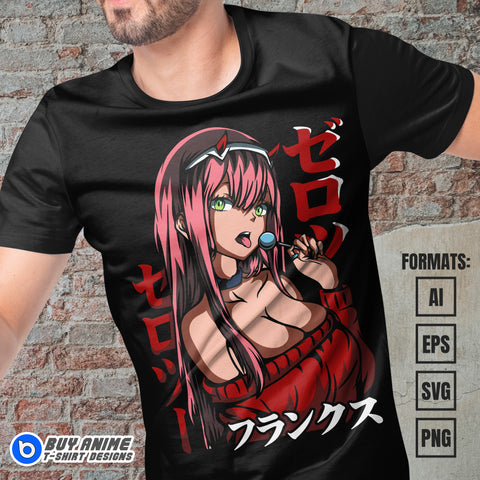 Premium Zero Two Anime Vector T-shirt Design Template #2