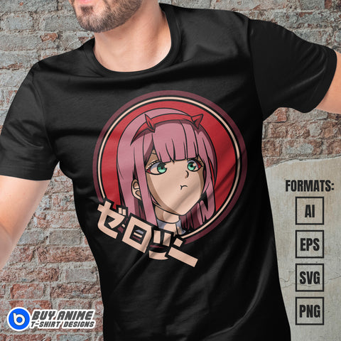 Premium Zero Two Anime Vector T-shirt Design Template #3