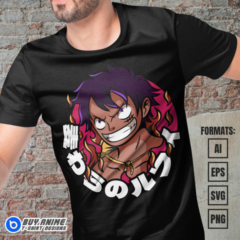 Premium Luffy One Piece Anime Vector T-shirt Design Template #11