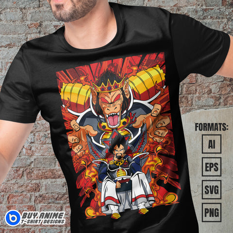 Premium King Vegeta Dragon Ball Anime Vector T-shirt Design Template