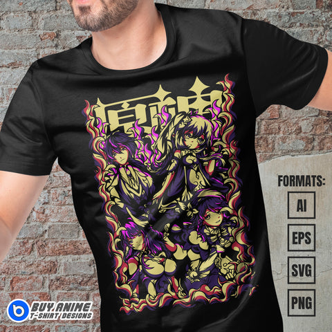 Premium Genshin Impact Vector T-shirt Design Template #2