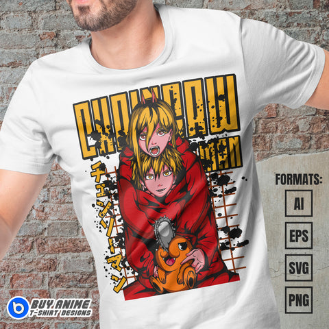 Premium Chainsaw Man Anime Vector T-shirt Design Template #23