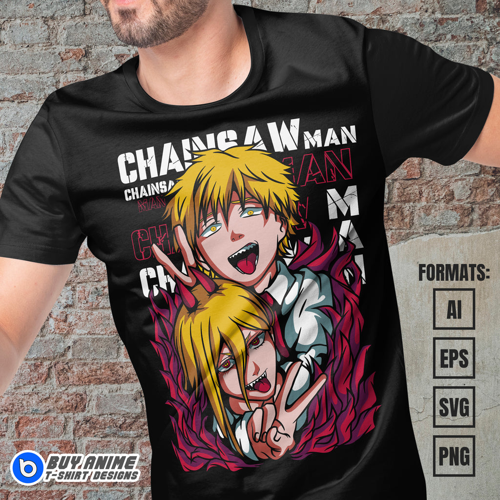 Premium Chainsaw Man Anime Vector T-shirt Design Template #24
