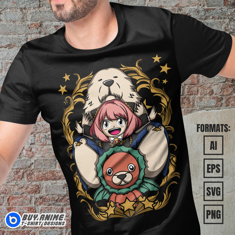 Premium Anya Forger Spy x Family Anime Vector T-shirt Design Template #4