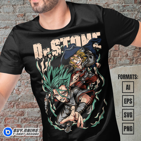 Premium Dr Stone Anime Vector T-shirt Design Template