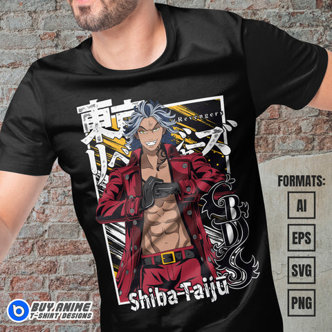 Premium Shiba Taiju Tokyo Revengers Anime Vector T-shirt Design Template