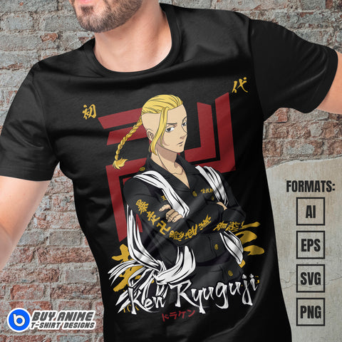 Premium Ken Ryuguji Tokyo Revengers Anime Vector T-shirt Design Template
