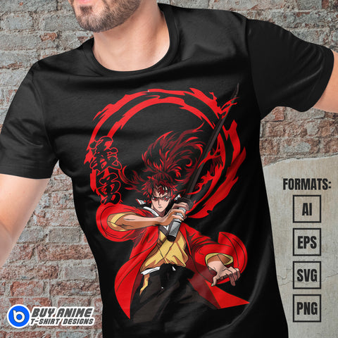 Premium Yoriichi Tsugikuni Demon Slayer Anime Vector T-shirt Design Template
