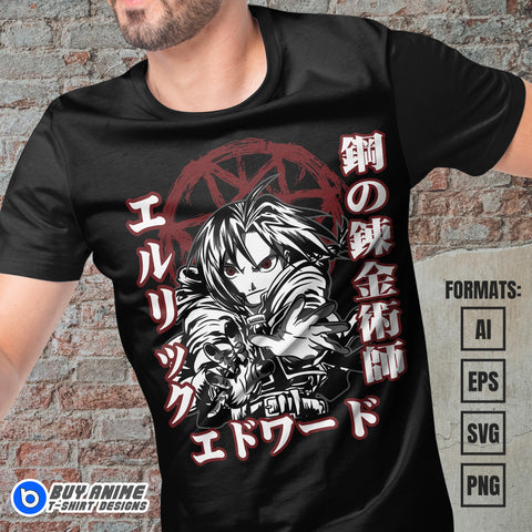 Premium Fullmetal Alchemist Anime Vector T-shirt Design Template #2