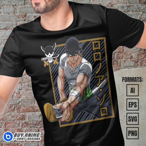 Premium Roronoa Zoro One Piece Vector T-shirt Design Template #15