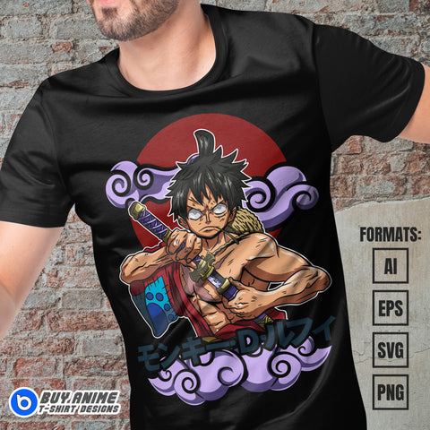 Premium Luffy One Piece Anime Vector T-shirt Design Template #12