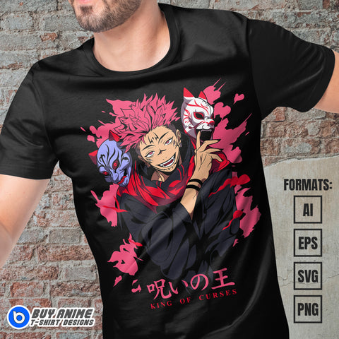 Premium Sukuna Jujutsu Kaisen Anime Vector T-shirt Design Template #3