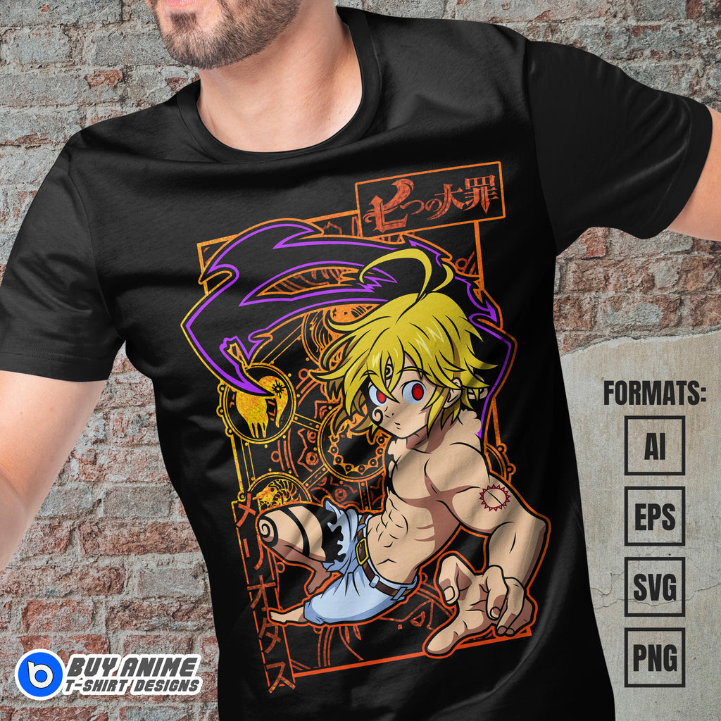 Premium Meliodas The Seven Deadly Sins Anime Vector T-shirt Design Template #3