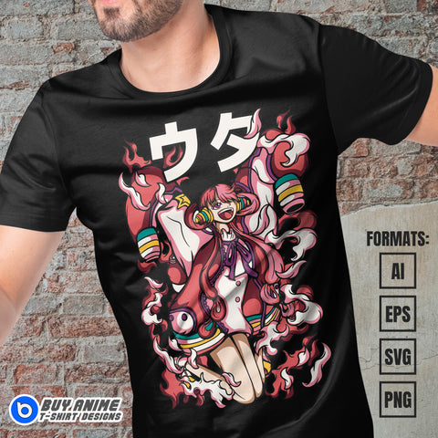 Premium Uta One Piece Anime Vector T-shirt Design Template #2