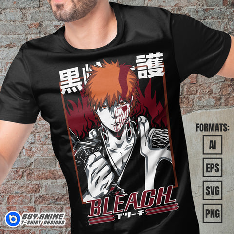 Premium Ichigo Kurosaki Bleach Anime Vector T-shirt Design Template #9