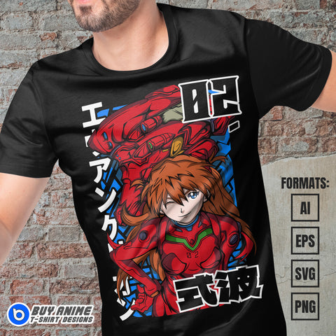 Premium Asuka Neon Genesis Evangelion Anime Vector T-shirt Design Template