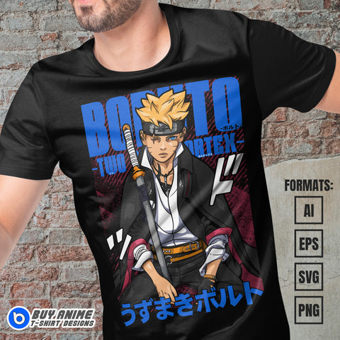 Premium Boruto Two Blue Vortex Anime Vector T-shirt Design Template