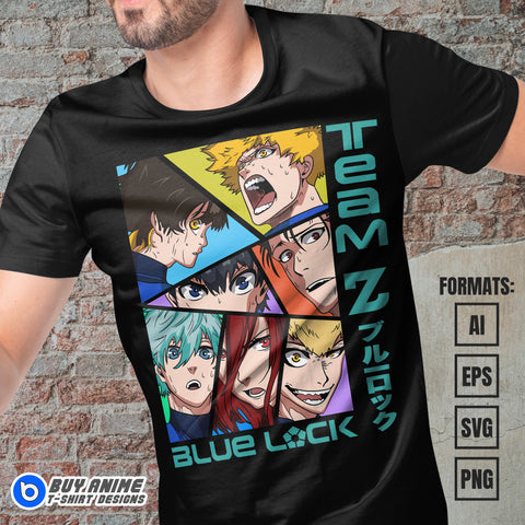 Premium Blue Lock Anime Vector T-shirt Design Template #3