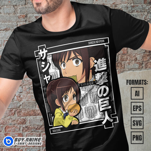 Premium Sasha Attack on Titan Anime Vector T-shirt Design Template