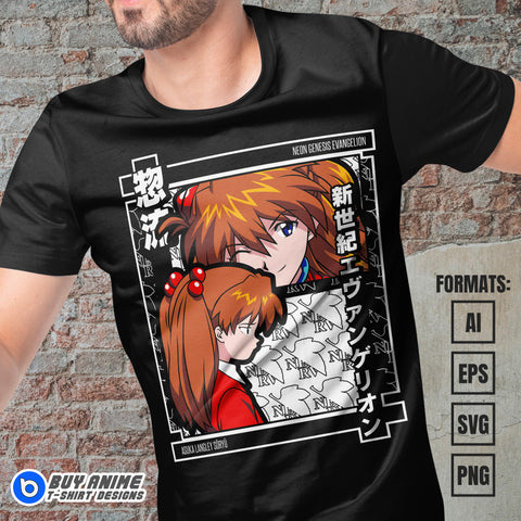 Premium Asuka Neon Genesis Evangelion Anime Vector T-shirt Design Template #2