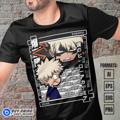 Premium Katsuki Bakugo My Hero Academia Anime Vector T-shirt Design Template #3