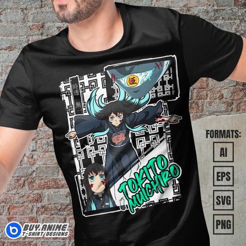 Premium Muichiro Demon Slayer Anime Vector T-shirt Design Template #5