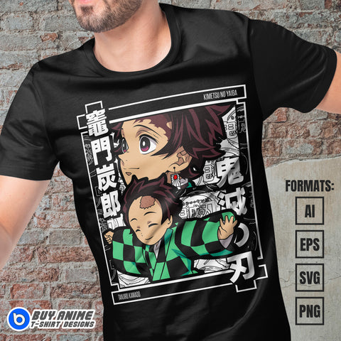 Premium Tanjiro Kamado Demon Slayer Anime Vector T-shirt Design Template #8