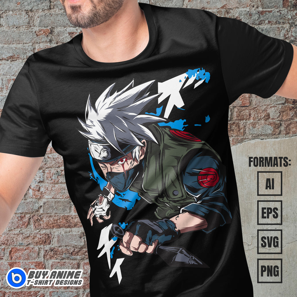 Premium Kakashi Hatake Naruto Anime Vector T-shirt Design Template