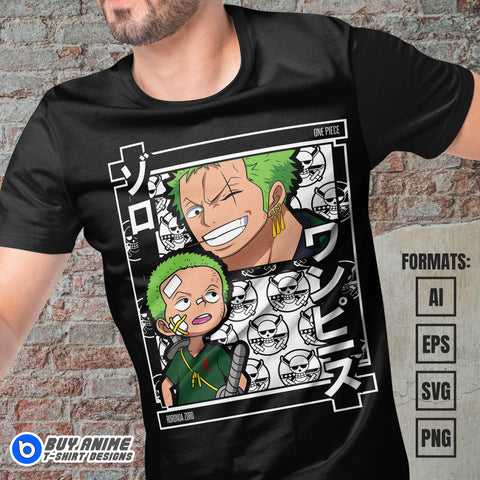 Premium Roronoa Zoro One Piece Vector T-shirt Design Template #16