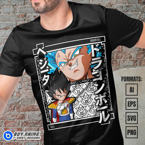Premium Vegeta Dragon Ball Anime Vector T-shirt Design Template #4